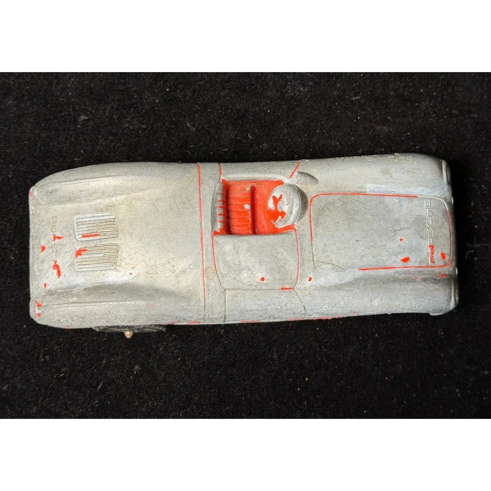 Vintage Tootsietoy Porsche 550 Spyder: Diecast Car, Silver Red, Chicago USA Made